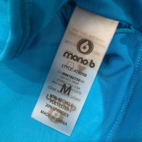 Mono B Sports Bra Razorback, Blue Sz Medium NWOT - Picture 3 of 4